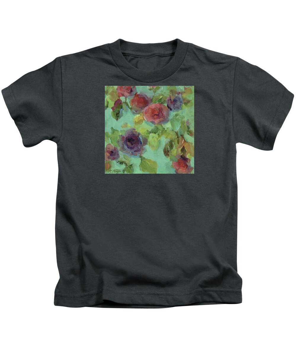 Flowers Kids T-Shirt featuring the painting Impressionist Floral by Mary Wolf