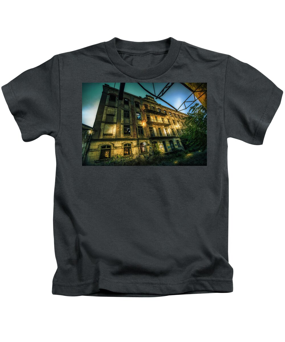 Factories Kids T-Shirt featuring the photograph In The Land of The Vandals by Micah Offman