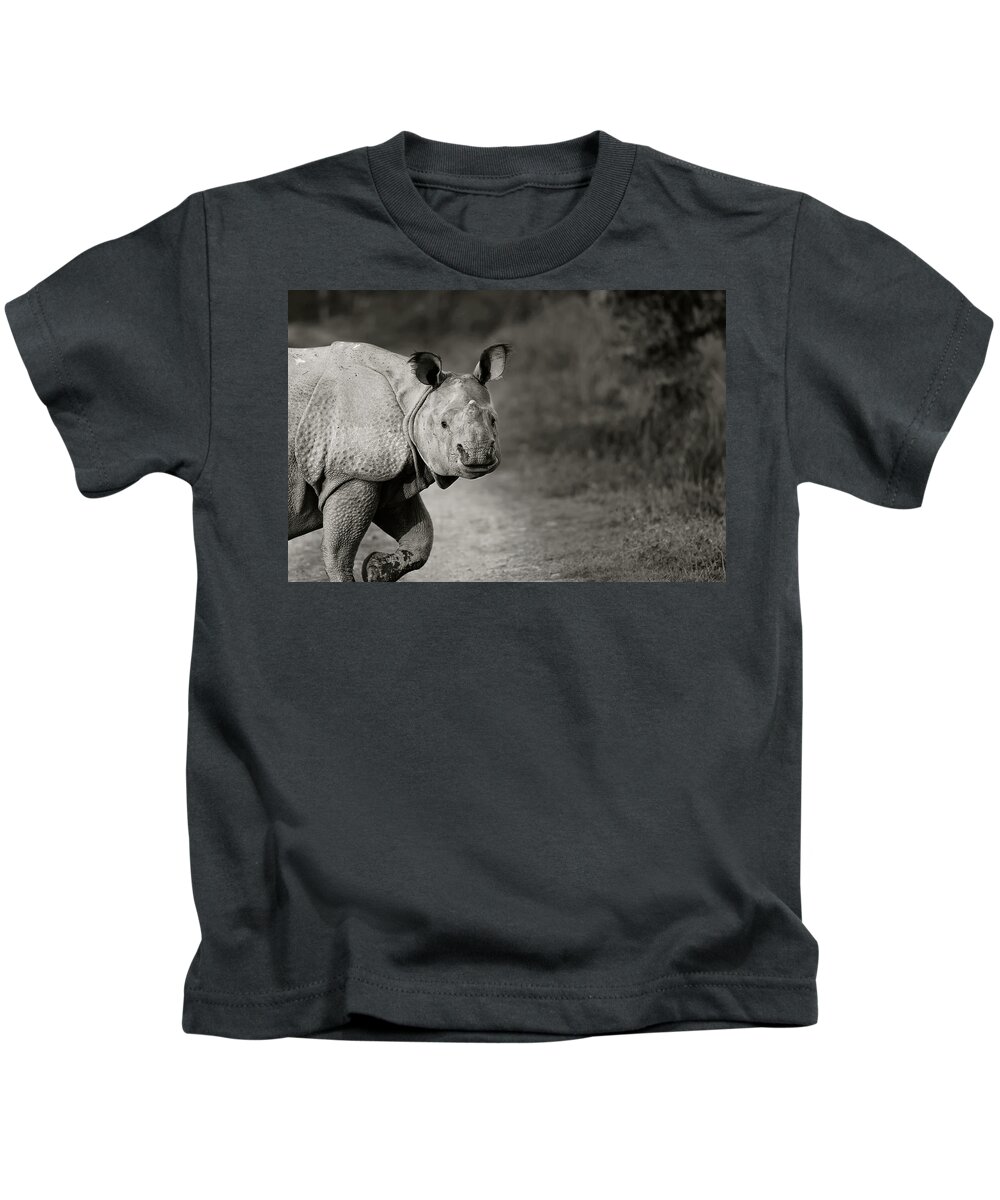 Indian Rhinoceros Kids T-Shirt featuring the photograph Gentle Gaze by Puttaswamy Ravishankar