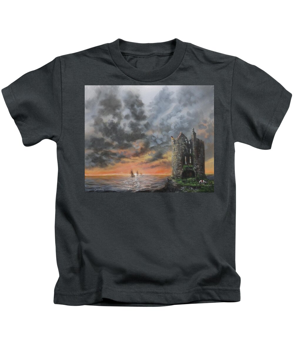Scotland Kids T-Shirt featuring the painting Into the Sun by Tom Shropshire