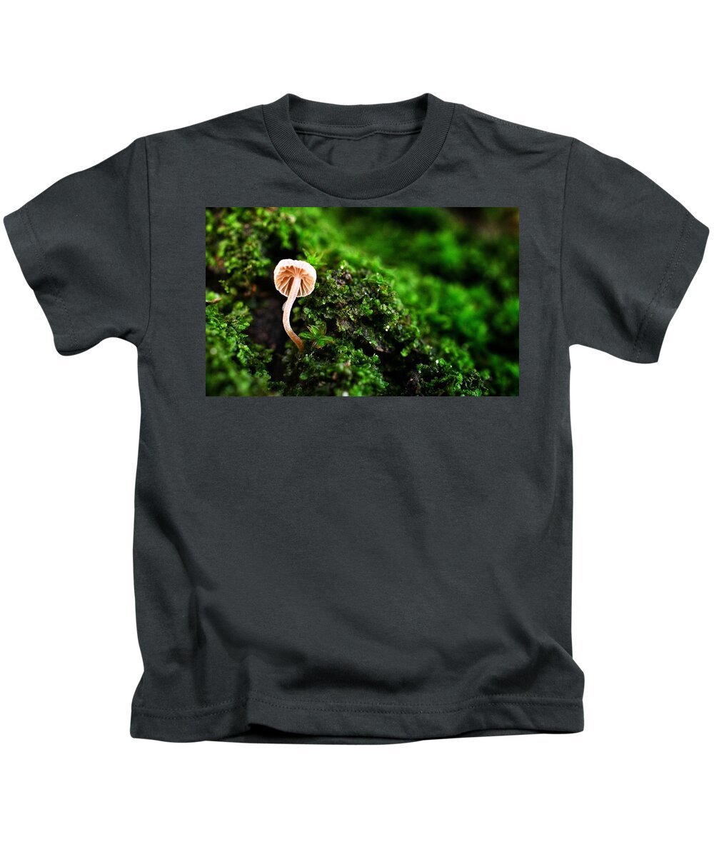 Photo Kids T-Shirt featuring the photograph Itty Bitty Mushroom by Evan Foster