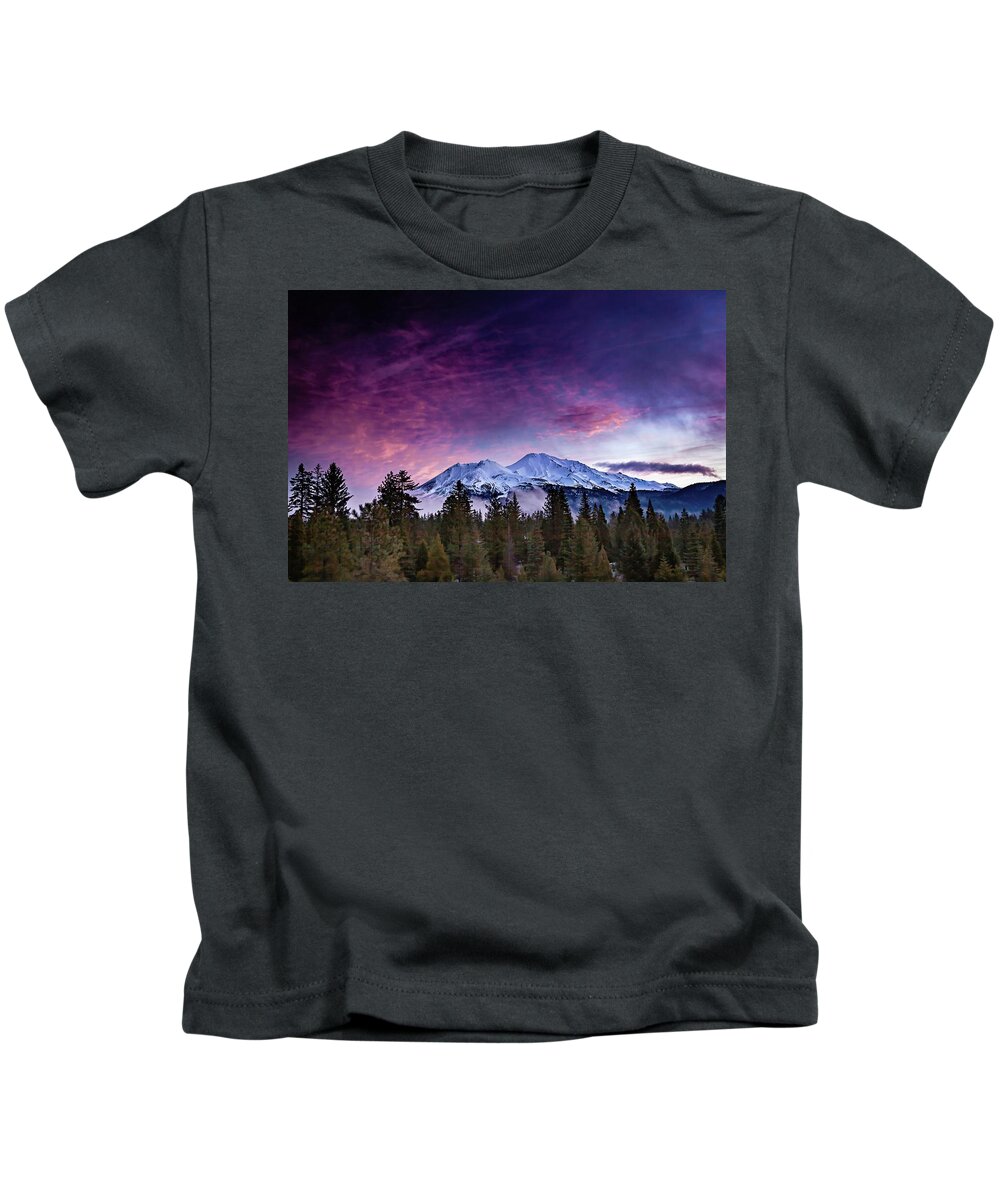 Sunrise Kids T-Shirt featuring the photograph January Mount Shasta Sunrise by Ryan Workman Photography