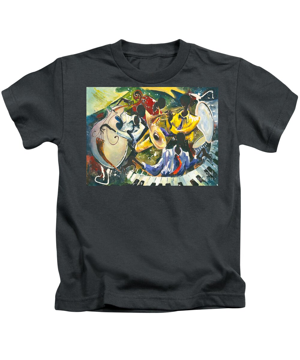 Acrylic Kids T-Shirt featuring the painting Jazz no. 1 by Elisabeta Hermann