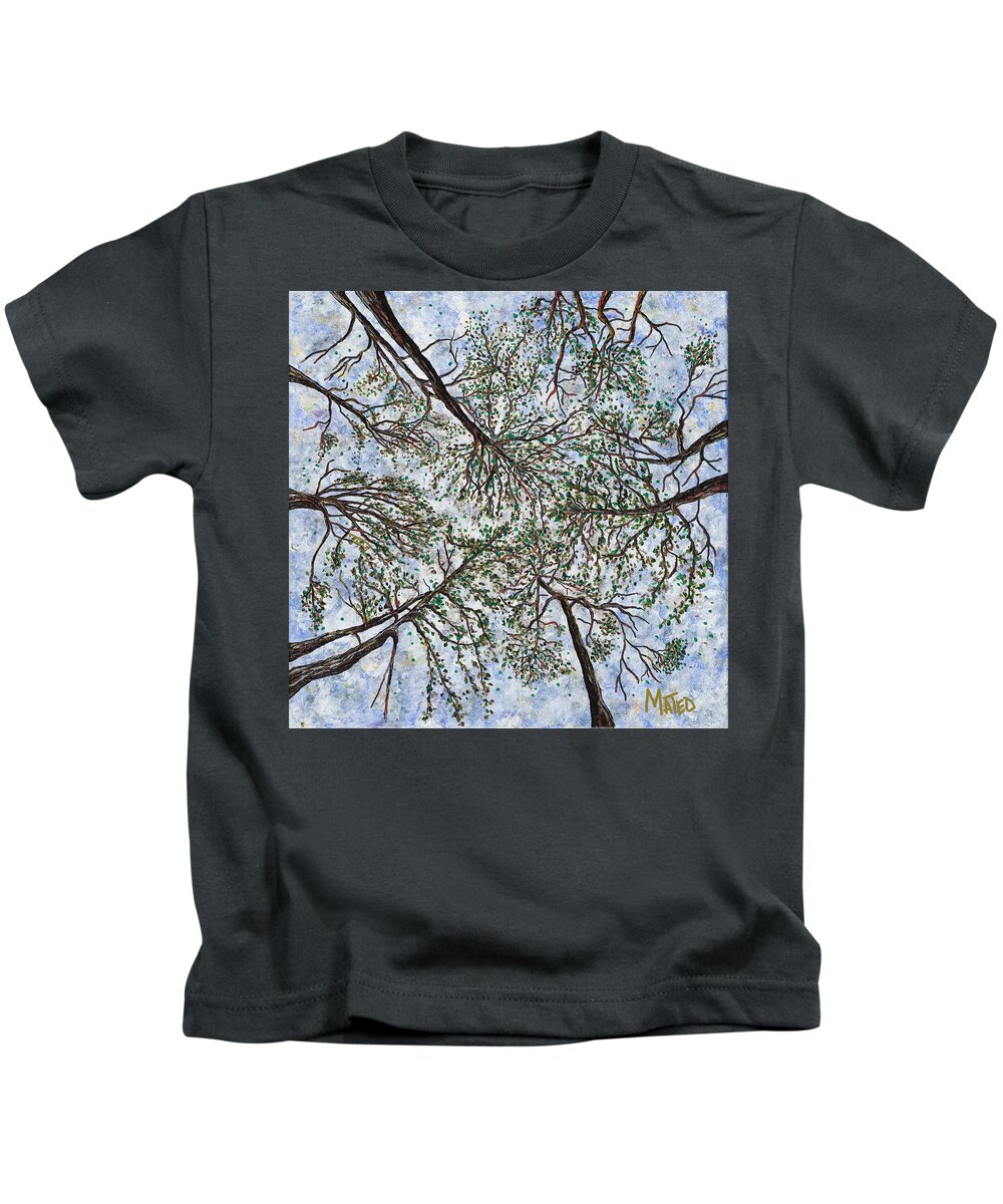Canopy Of Trees Kids T-Shirt featuring the painting June canopy. Marion, Illinois. by ArtStudio Mateo