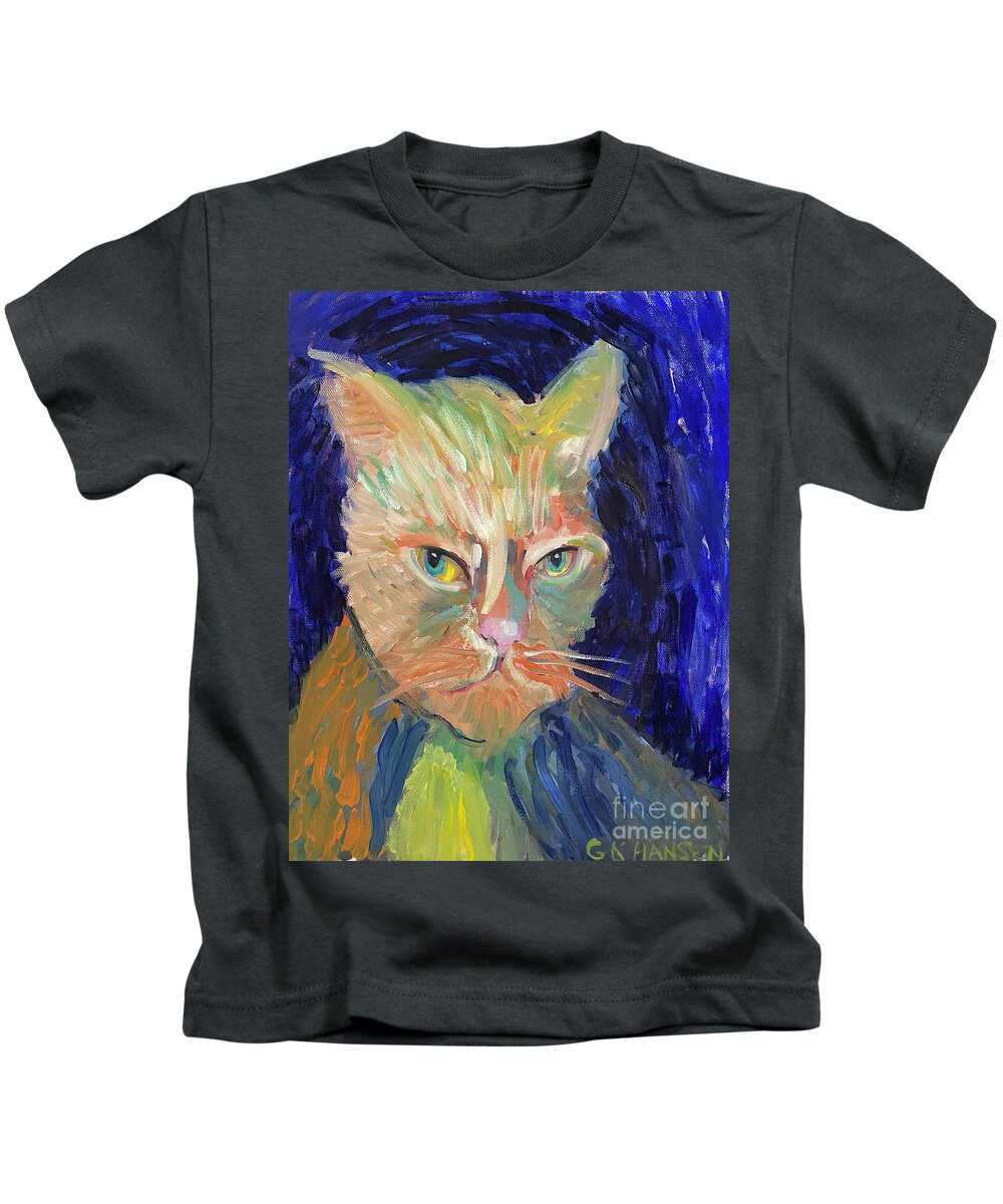 Van Gogh Kids T-Shirt featuring the painting Kat-Van-Go by Gail Eisenfeld