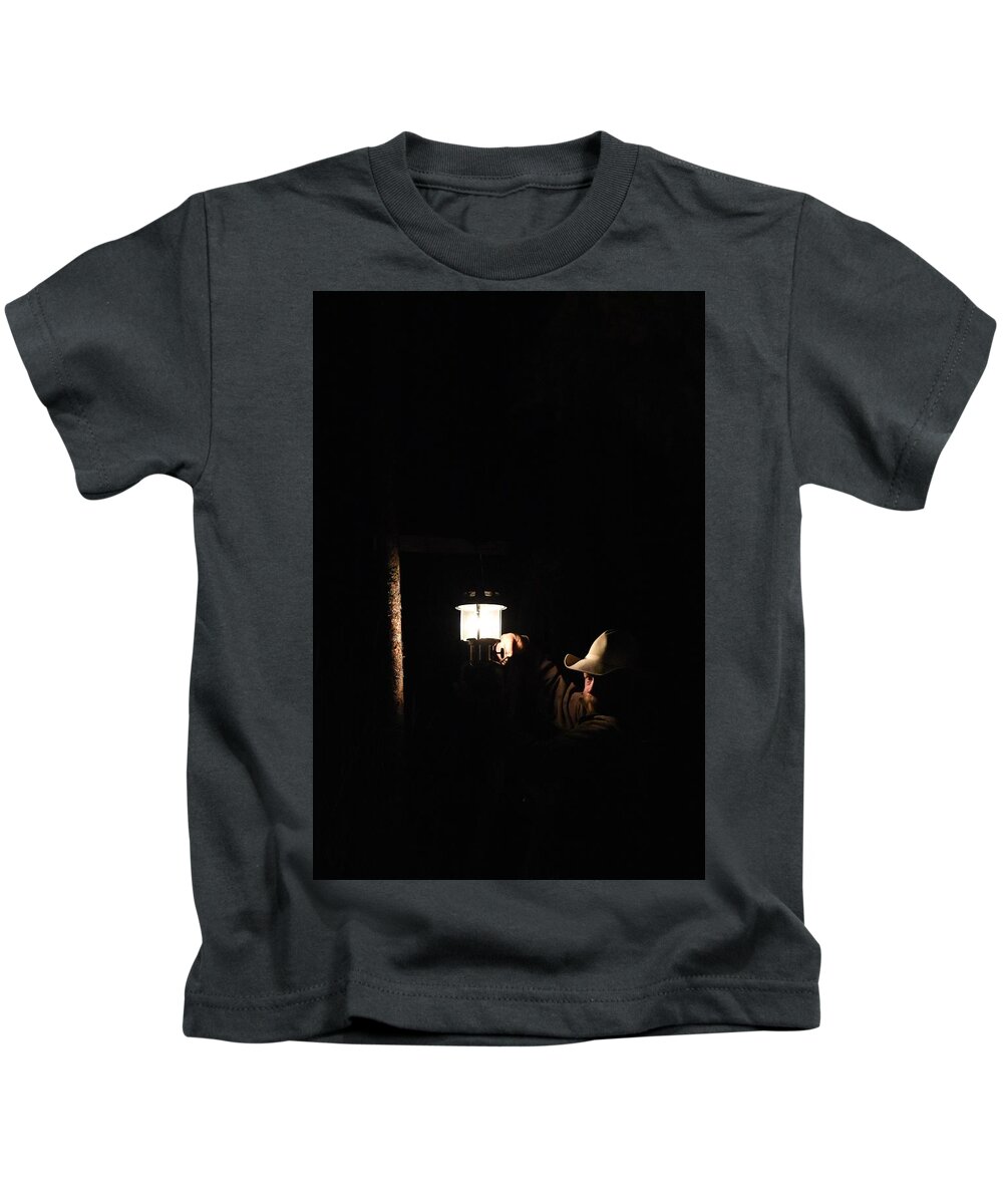 Night Photography Kids T-Shirt featuring the photograph Keep the Lights Burning by Alden Ballard