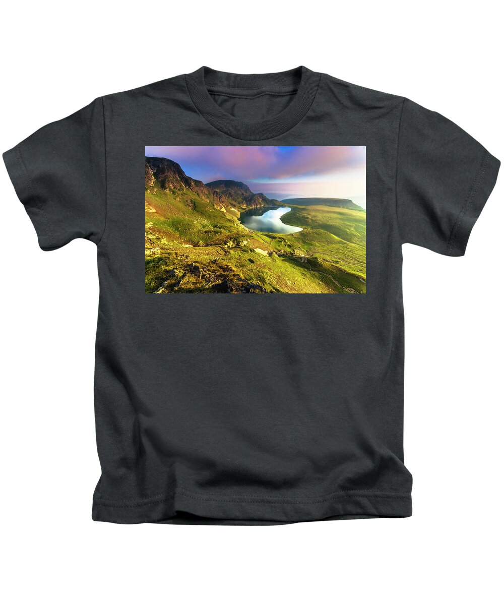Bulgaria Kids T-Shirt featuring the photograph Kidney Lake by Evgeni Dinev
