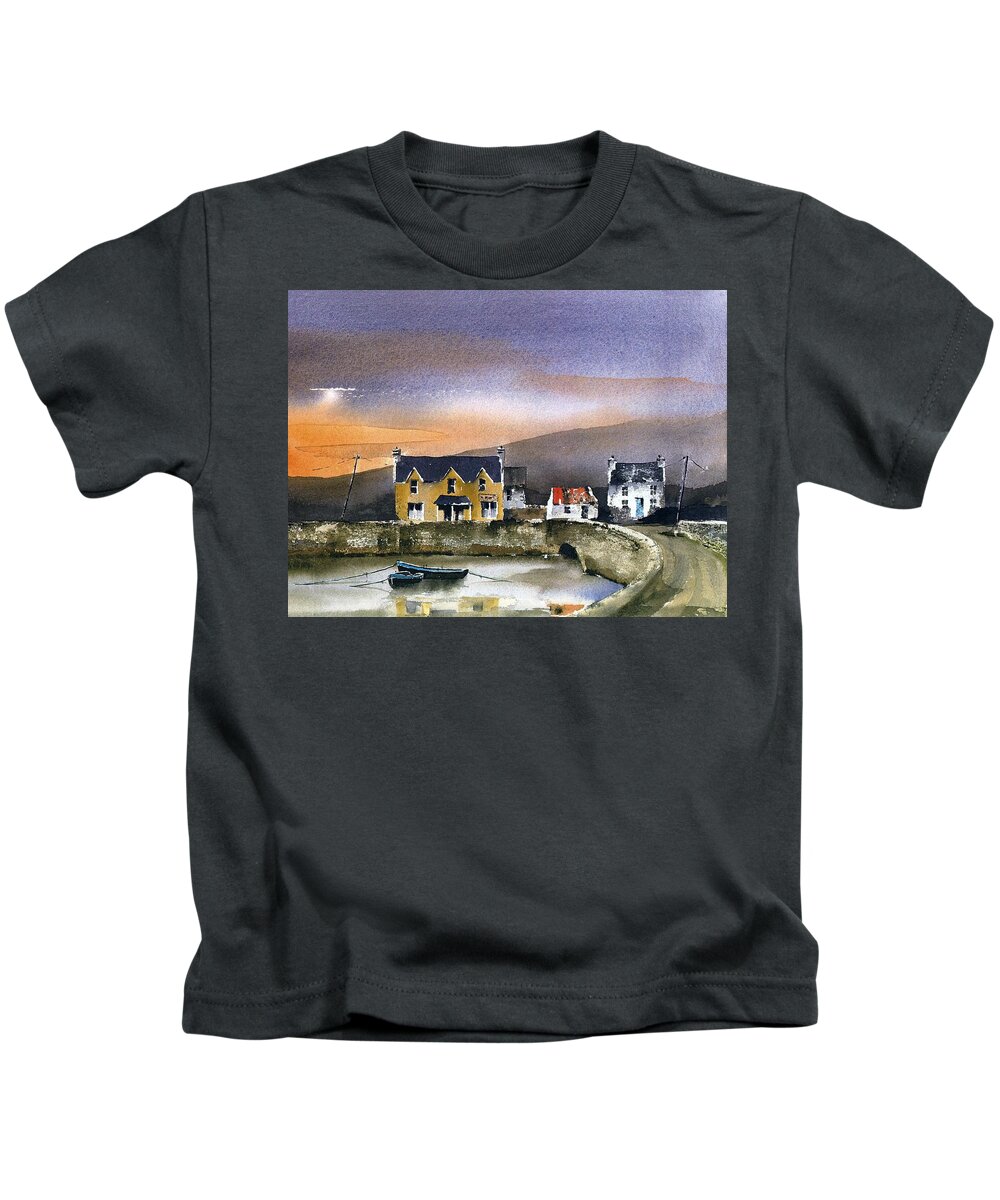 Ring Of Kerry Kids T-Shirt featuring the painting Killmackilloge Harbour, Kerry by Val Byrne
