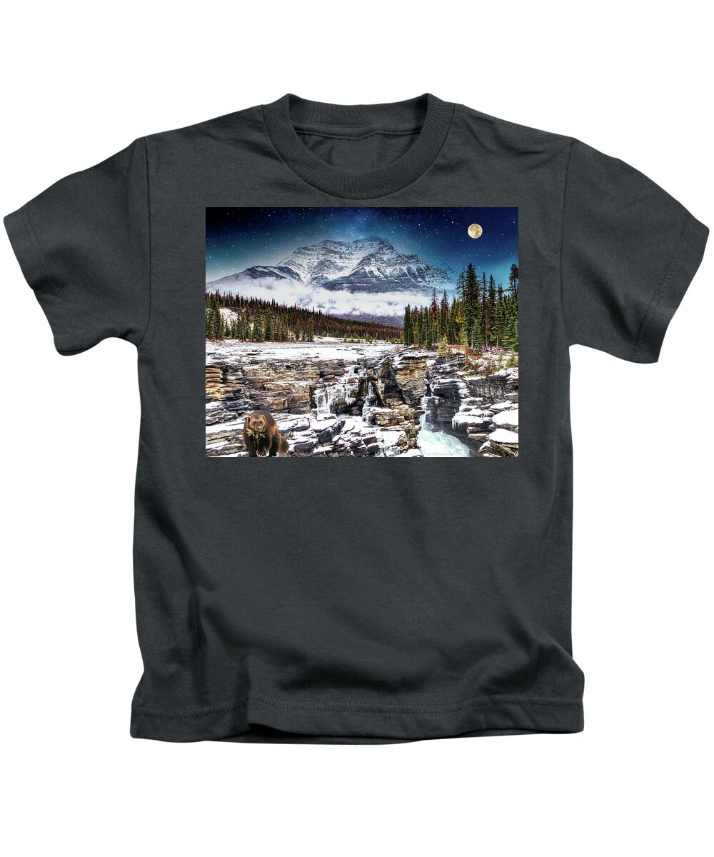 Wolverine Kids T-Shirt featuring the digital art King of the Mountain by Norman Brule