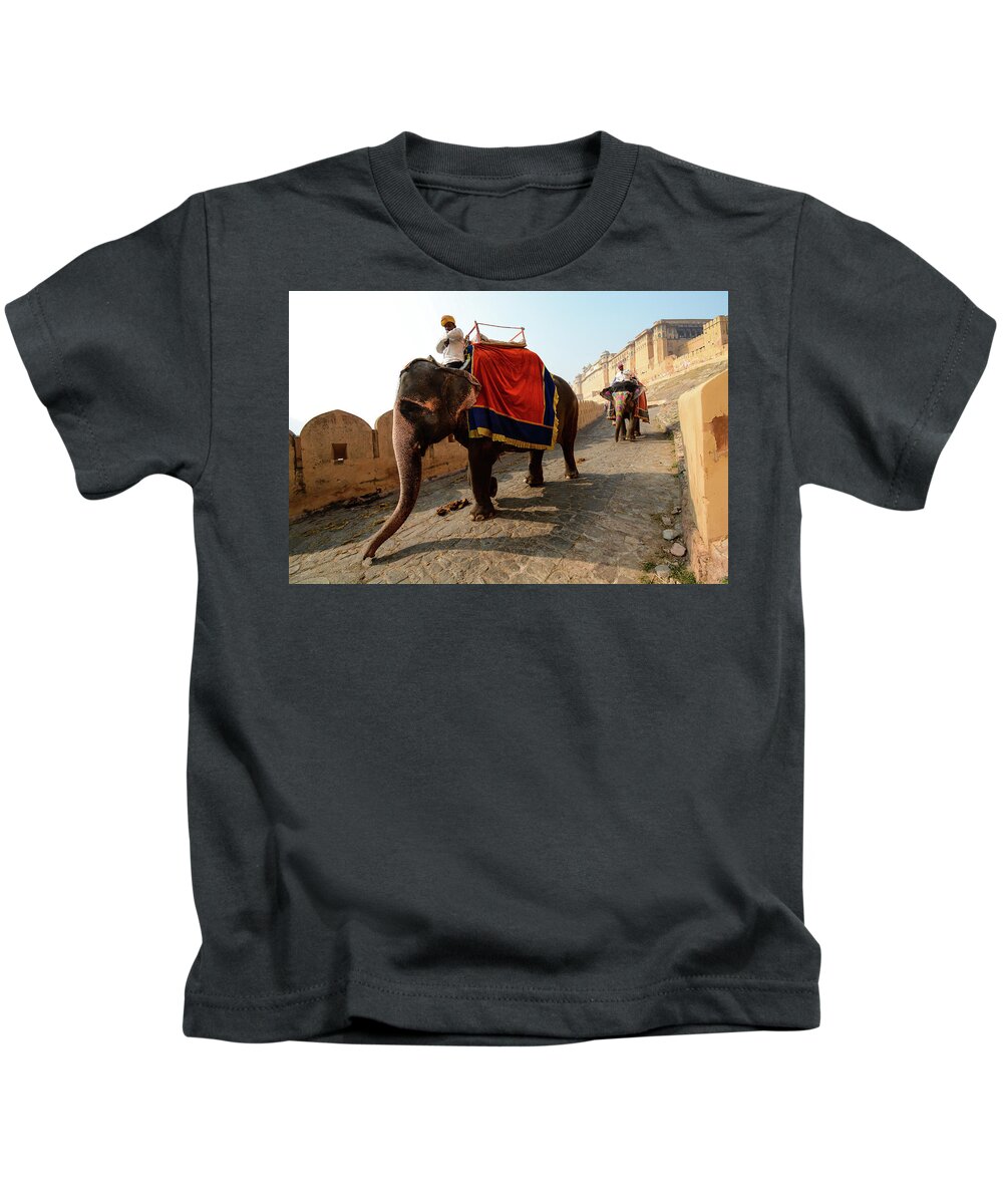 India Kids T-Shirt featuring the photograph Kingdom Come II - Amber Fort, Rajasthan. India by Earth And Spirit