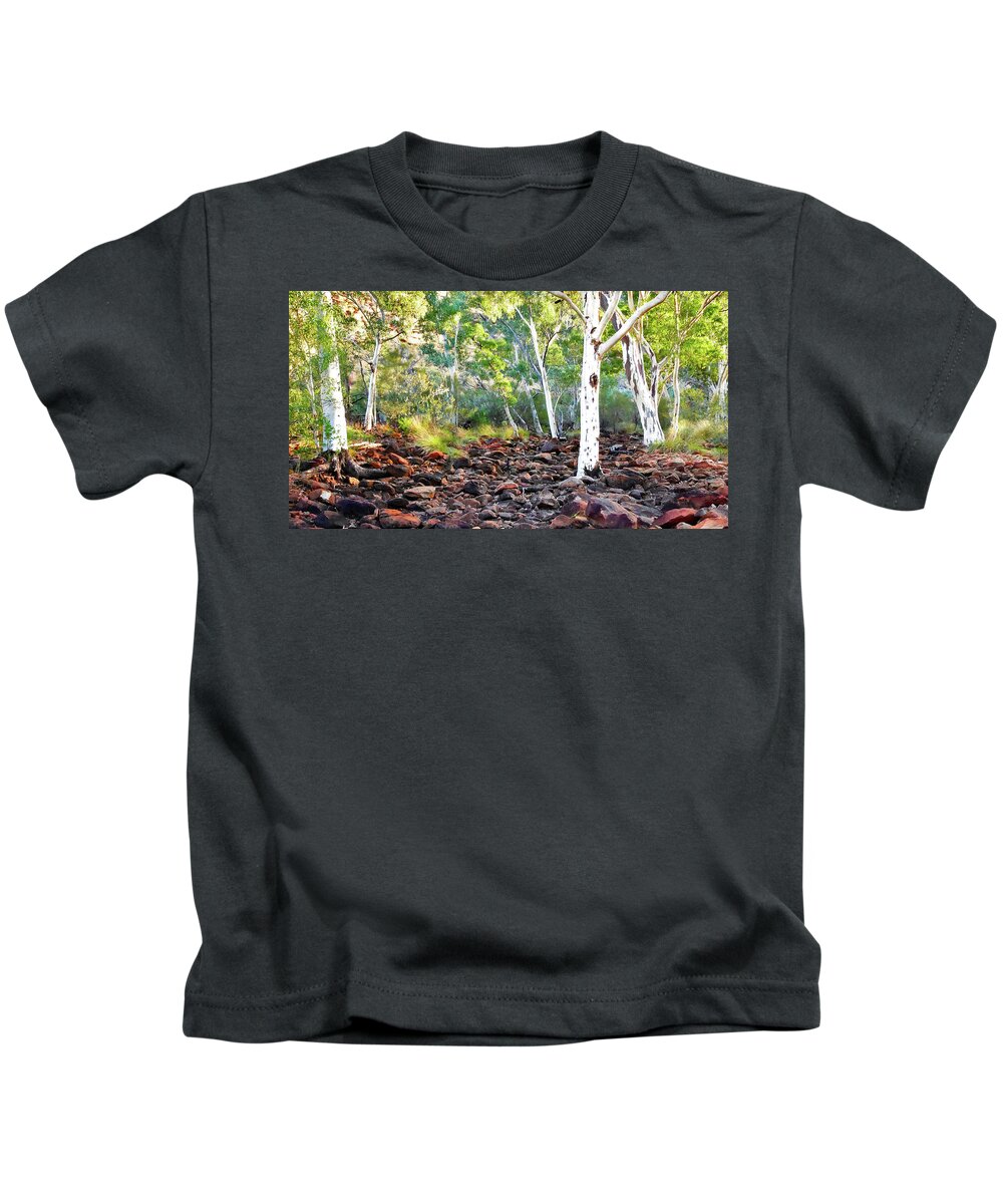 Raw And Untouched Northern Territory Series By Lexa Harpell Kids T-Shirt featuring the photograph Kings Creek - Kings Canyon Australia by Lexa Harpell