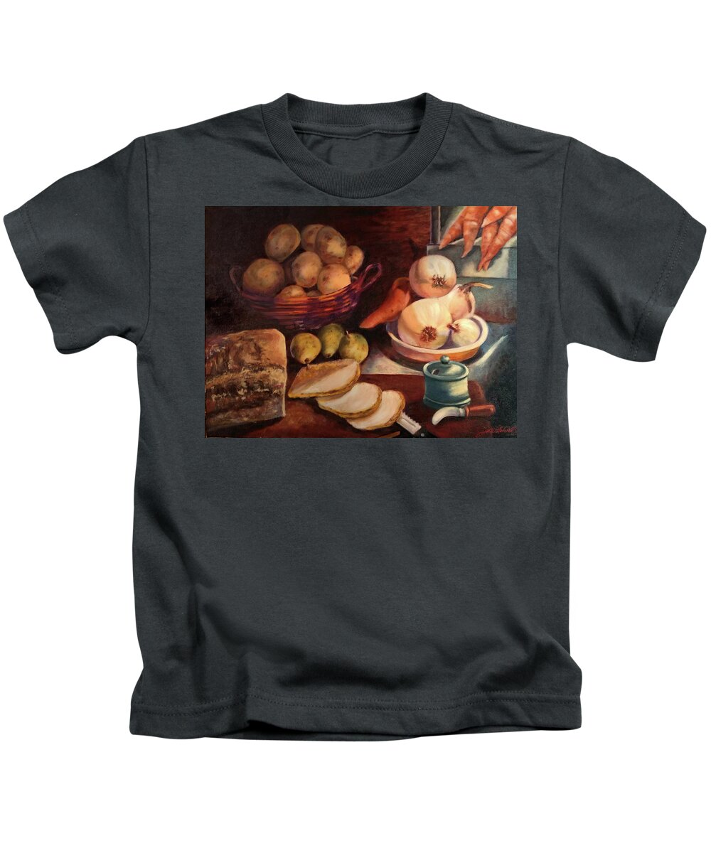 Kitchen Kids T-Shirt featuring the painting Kitchen Bounty  by Joel Smith
