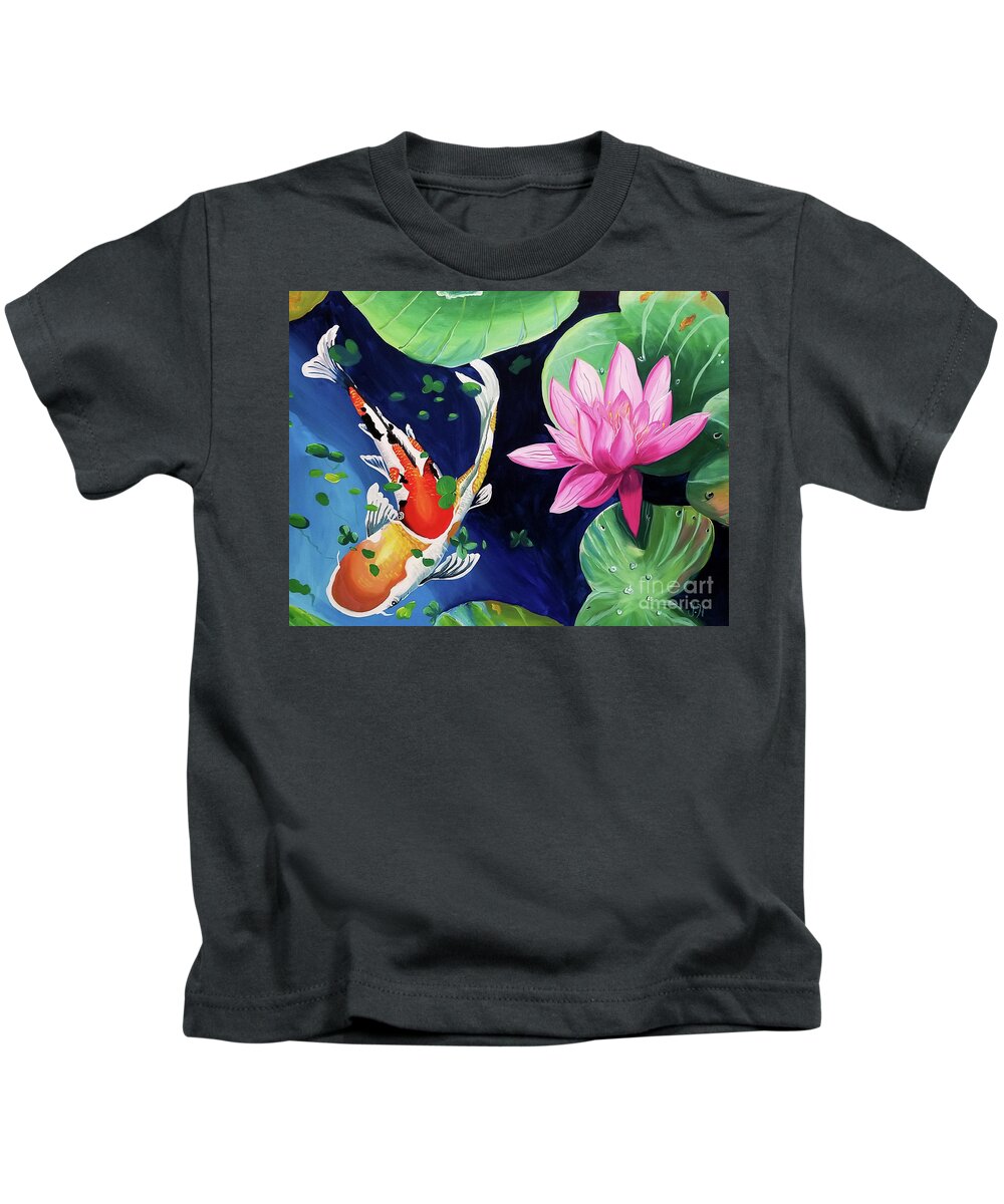 Fish Kids T-Shirt featuring the digital art Koi Fish by Yenni Harrison