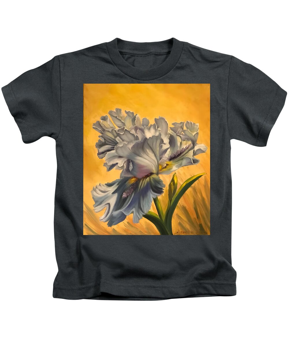 Painting Kids T-Shirt featuring the painting Lacy Iris by Sherrell Rodgers