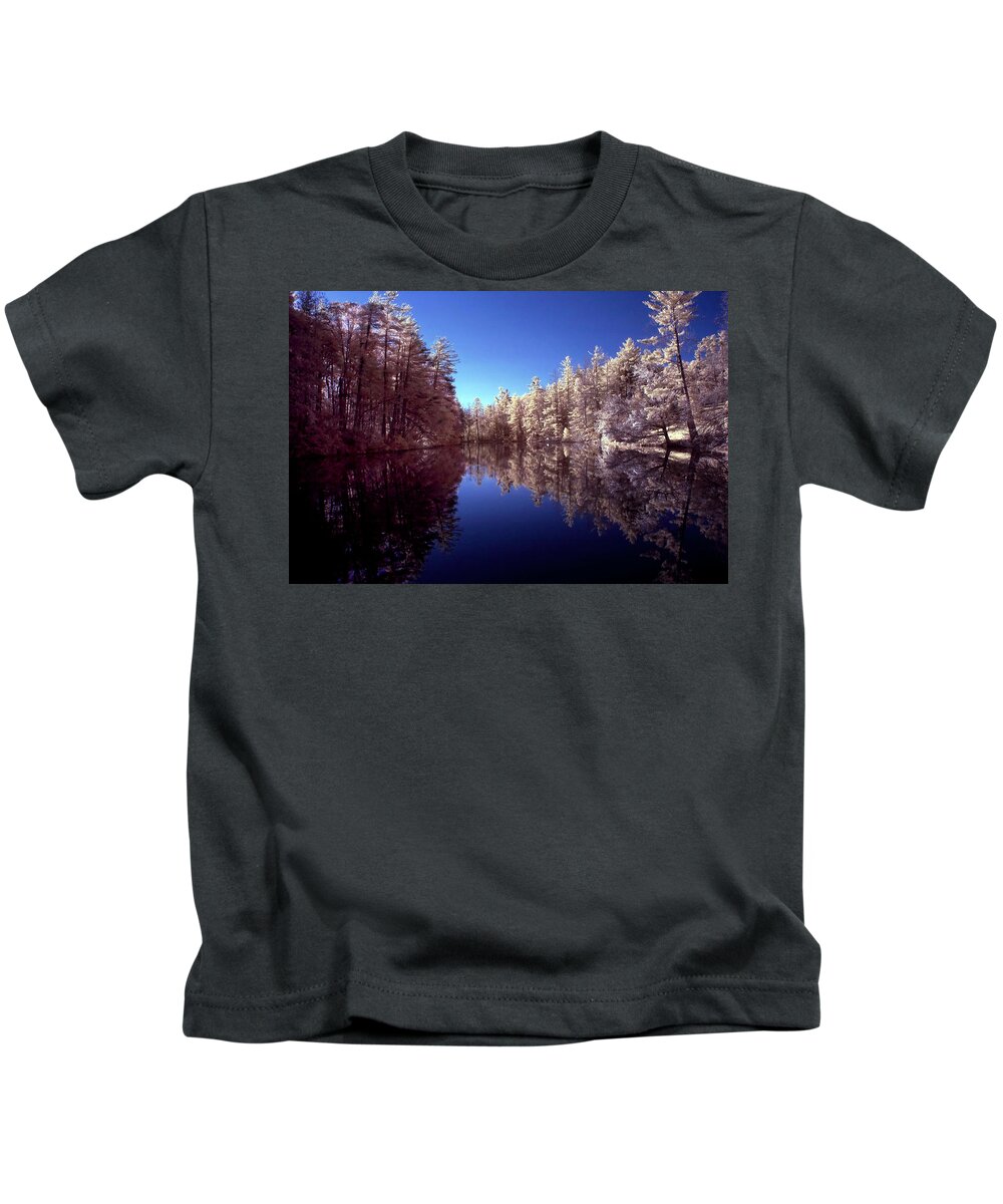 Infrared Kids T-Shirt featuring the photograph Lake in Infrared by Anthony M Davis