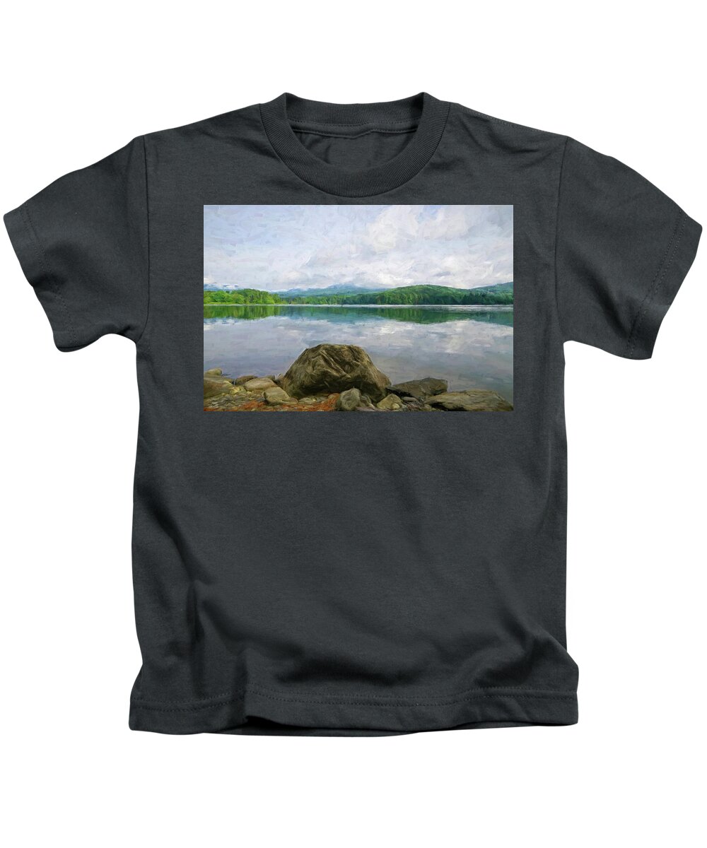 Rock Kids T-Shirt featuring the photograph Lake Shore in Summer by Nancy De Flon