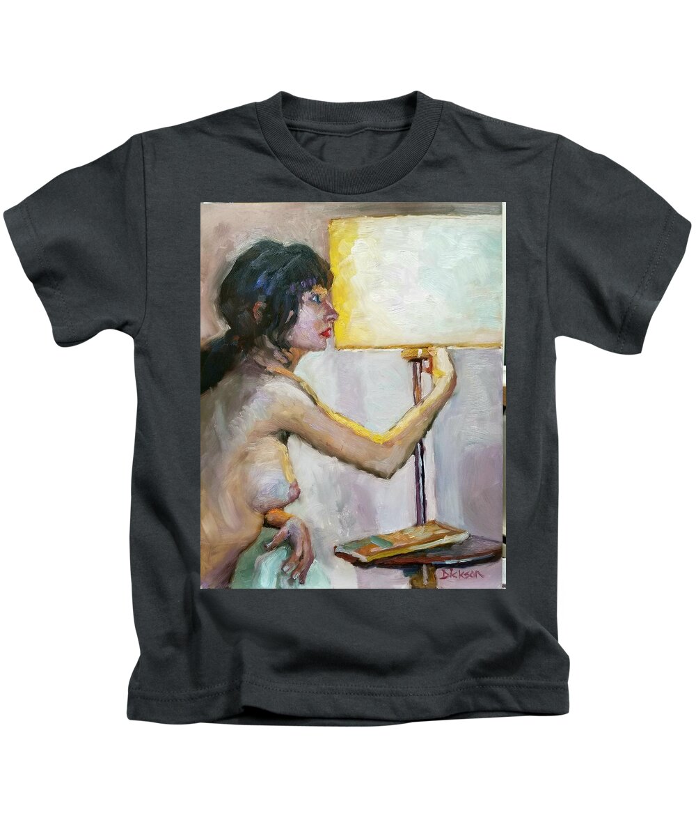Nude Kids T-Shirt featuring the painting Lamp lighting by Jeff Dickson