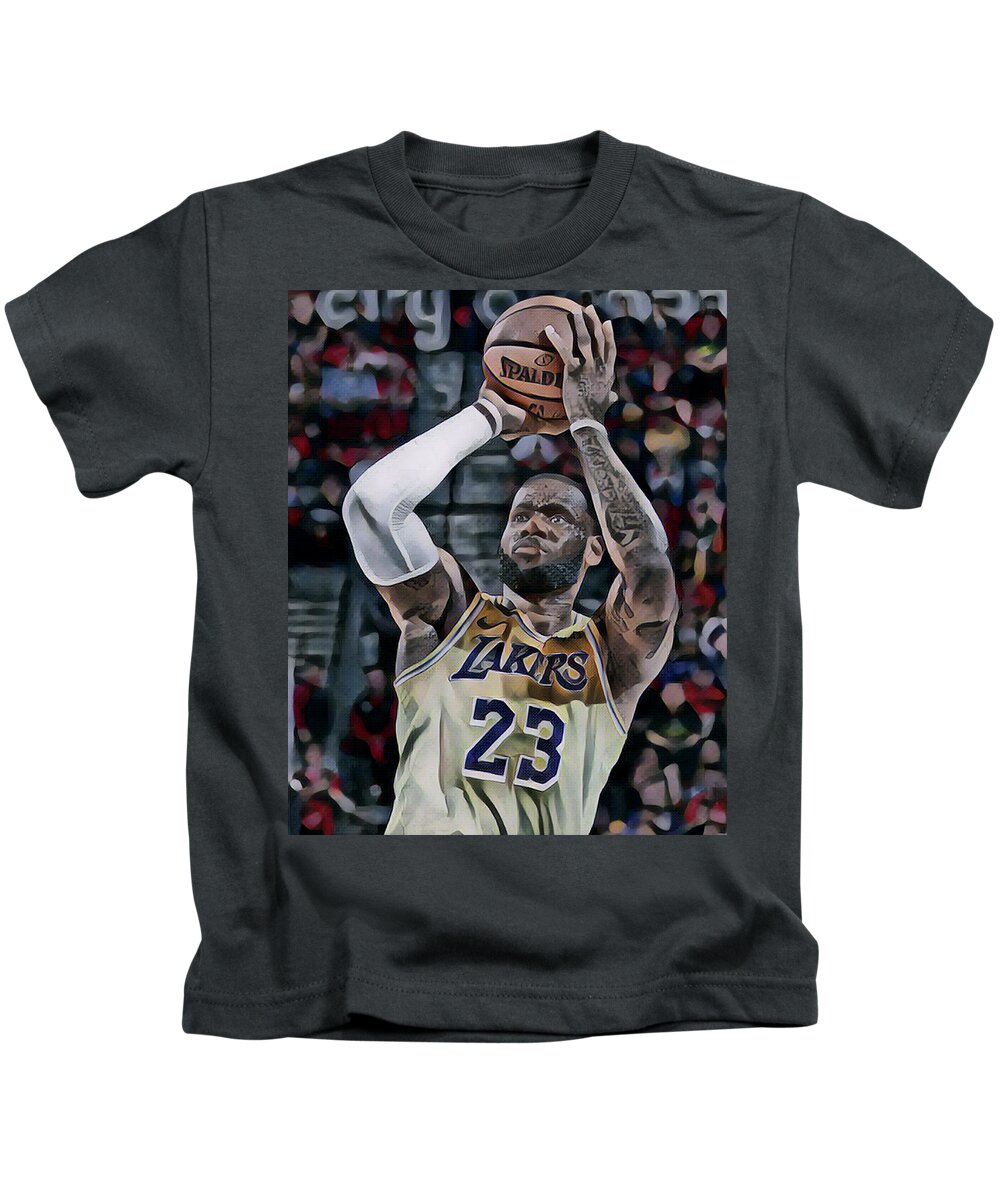 Lebron James Los Angeles Lakers Pixel Art 2 Kids T-Shirt