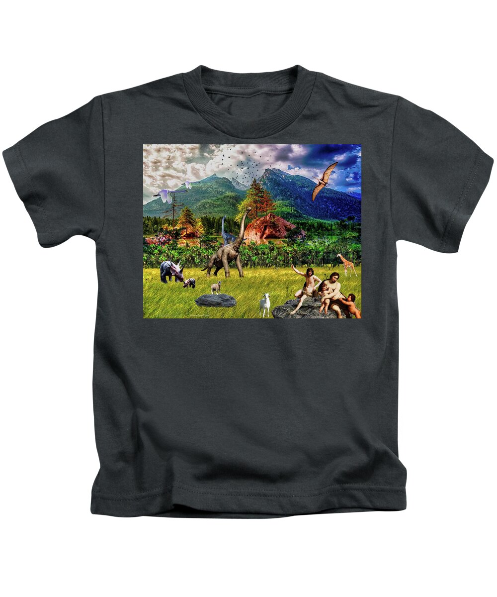 Creation Kids T-Shirt featuring the digital art Life After Eden by Norman Brule