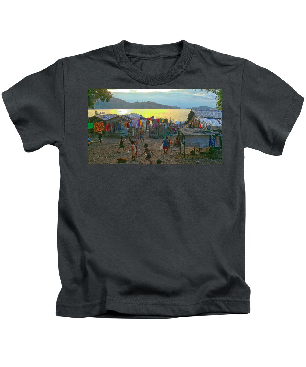 Fishing Village Kids T-Shirt featuring the photograph Life in the fishing village by Robert Bociaga