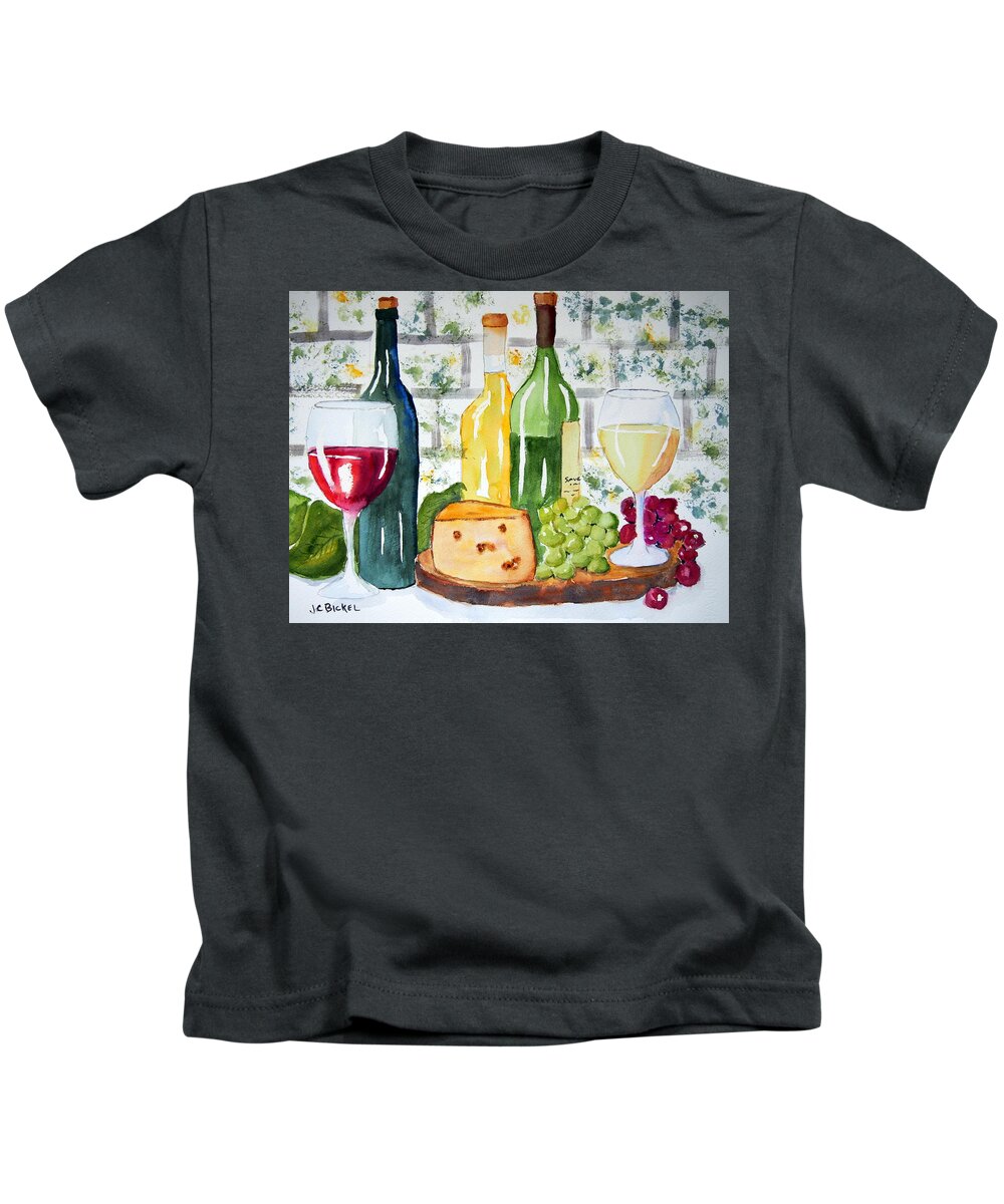 Wine Kids T-Shirt featuring the painting Life's Finer Things by Jacquelin Bickel
