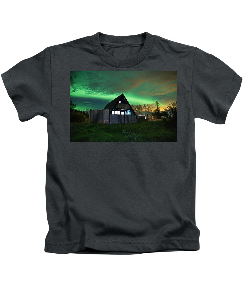 Aurora Kids T-Shirt featuring the photograph Lights in the Country by Christopher Mathews