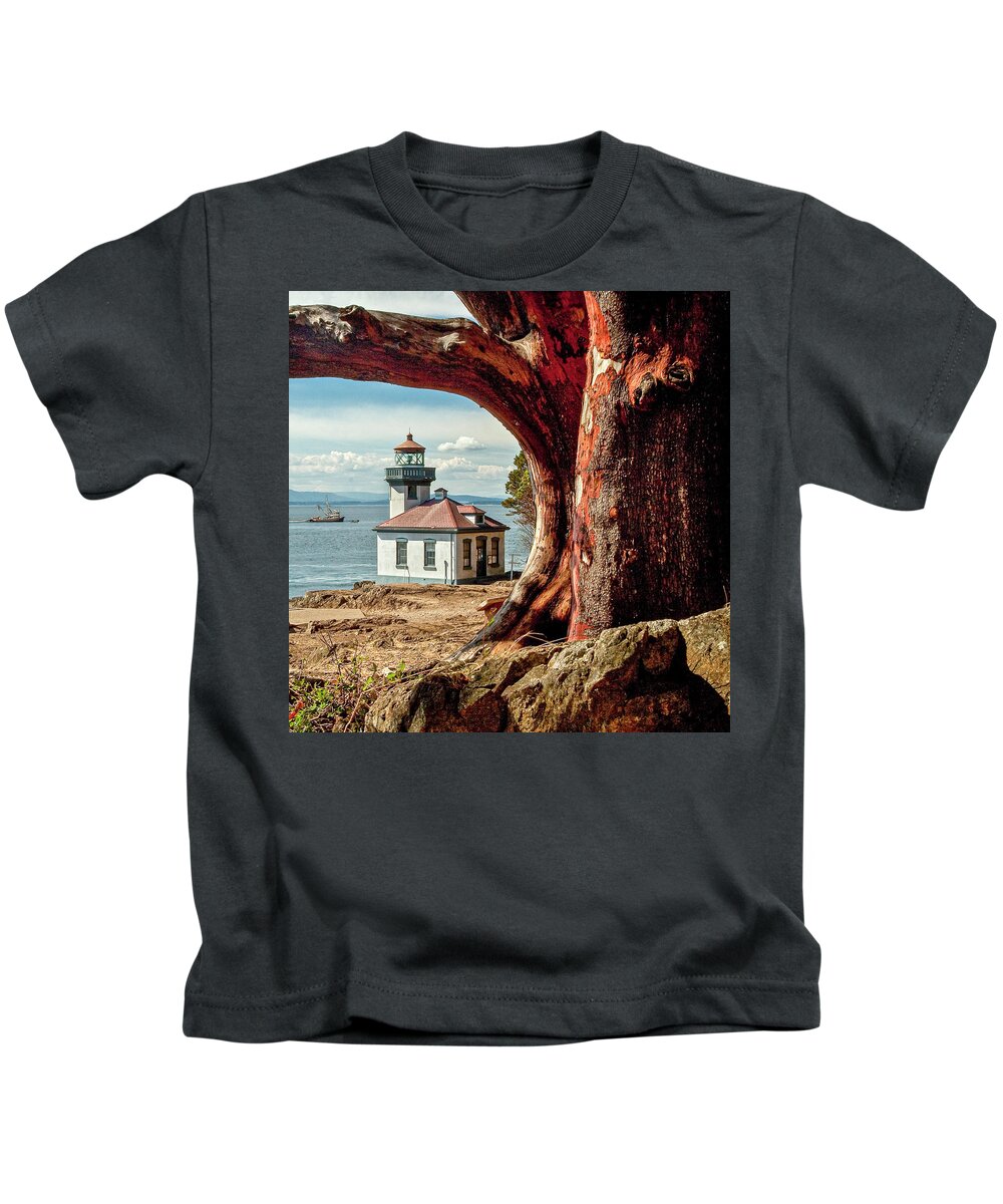 Lighthouse Kids T-Shirt featuring the photograph Lime Kiln Lighthouse by Tony Locke