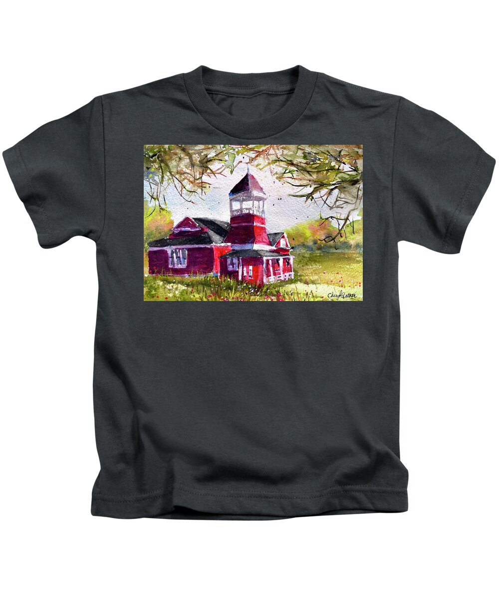 School Kids T-Shirt featuring the painting Little Red Schoolhouse by Cheryl Prather