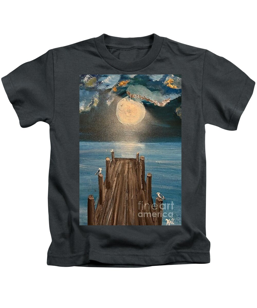 Silver Lining Kids T-Shirt featuring the painting Living in Wonder by Kathy Bee