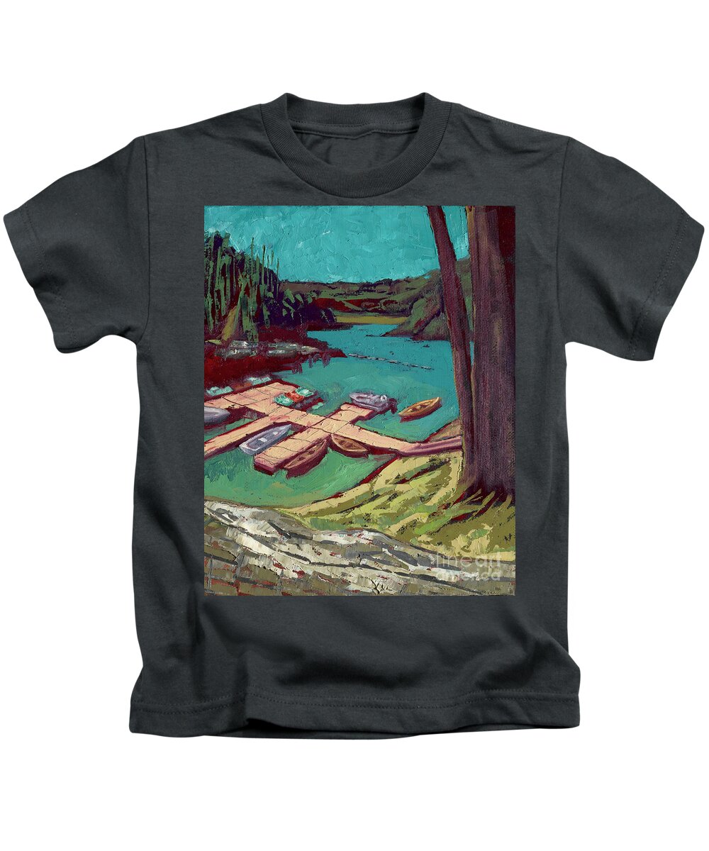 Kayak Kids T-Shirt featuring the painting Loch Lomond by PJ Kirk