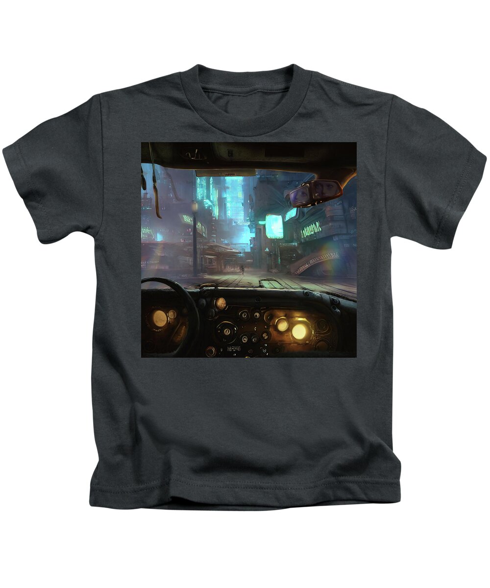 Ai Kids T-Shirt featuring the digital art Looking for survivors by Micah Offman