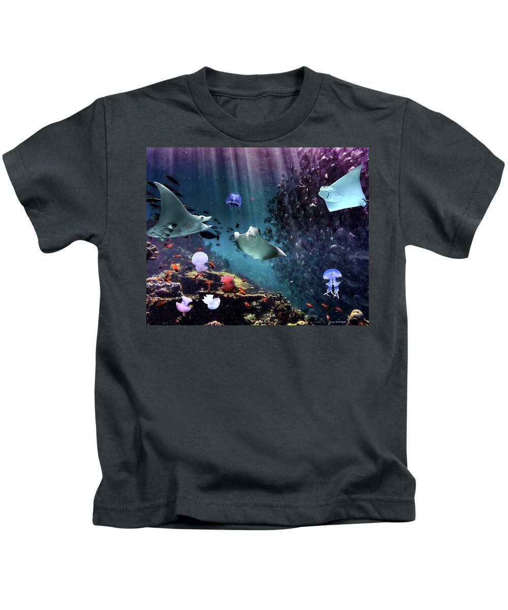 Ocean Kids T-Shirt featuring the digital art Low Flight by Norman Brule