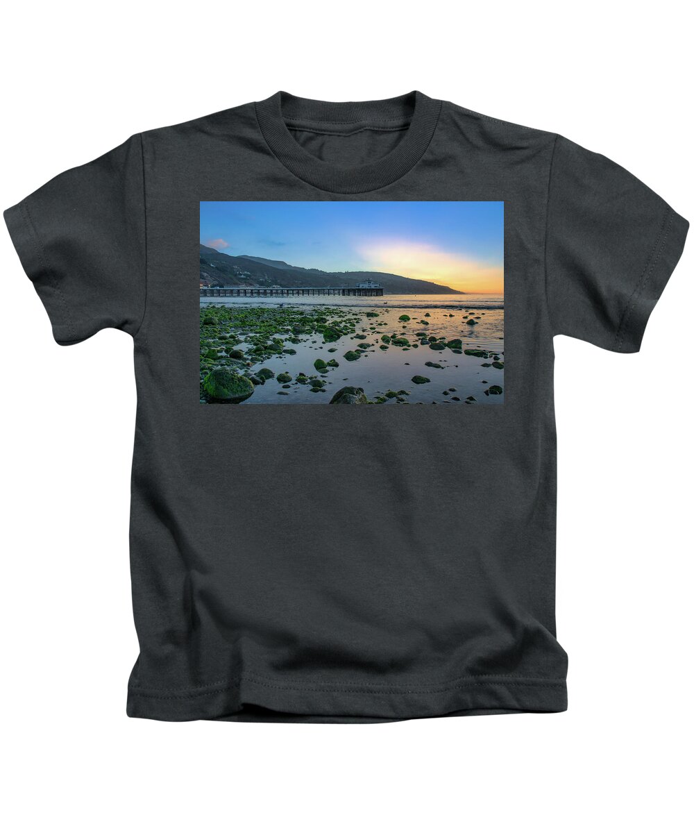 Beach Kids T-Shirt featuring the photograph Low Tide at Malibu Pier by Matthew DeGrushe