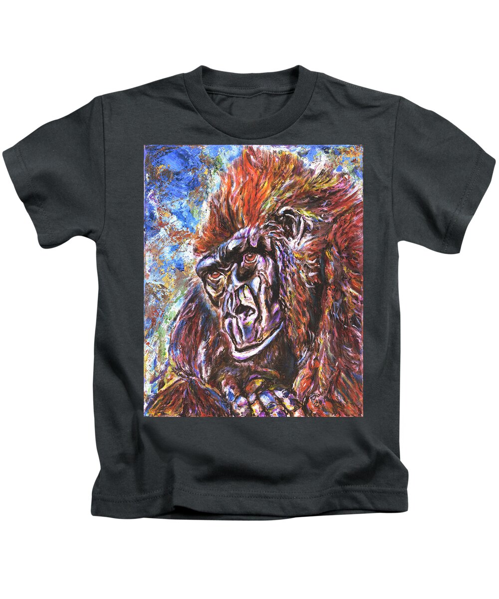 African Lowlands Gorilla Kids T-Shirt featuring the painting Lowlands Gorilla by John Bohn