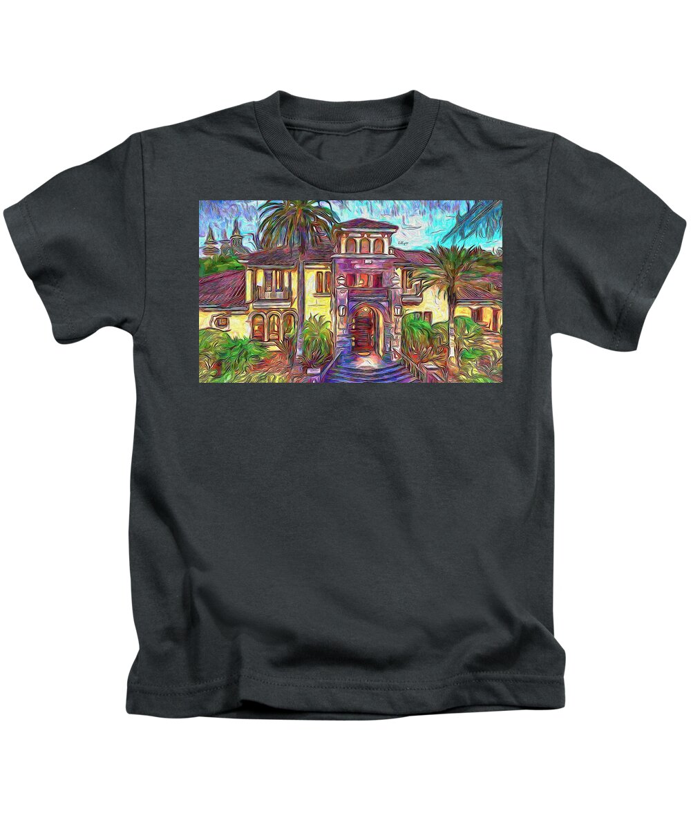 Paint Kids T-Shirt featuring the painting Luxury home by Nenad Vasic