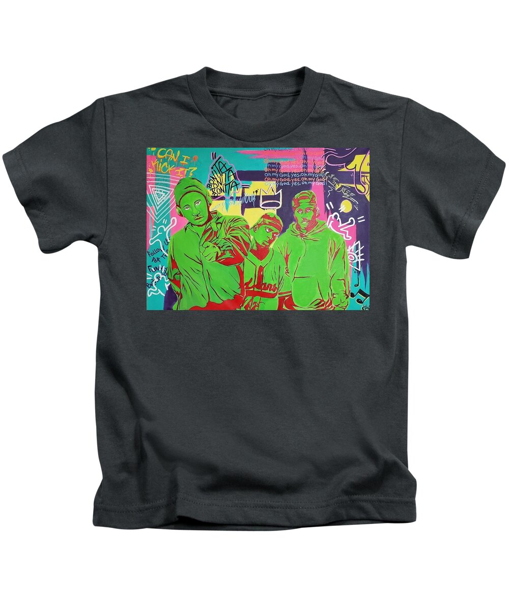 Hiphop Kids T-Shirt featuring the painting Lyrics to Go by Ladre Daniels