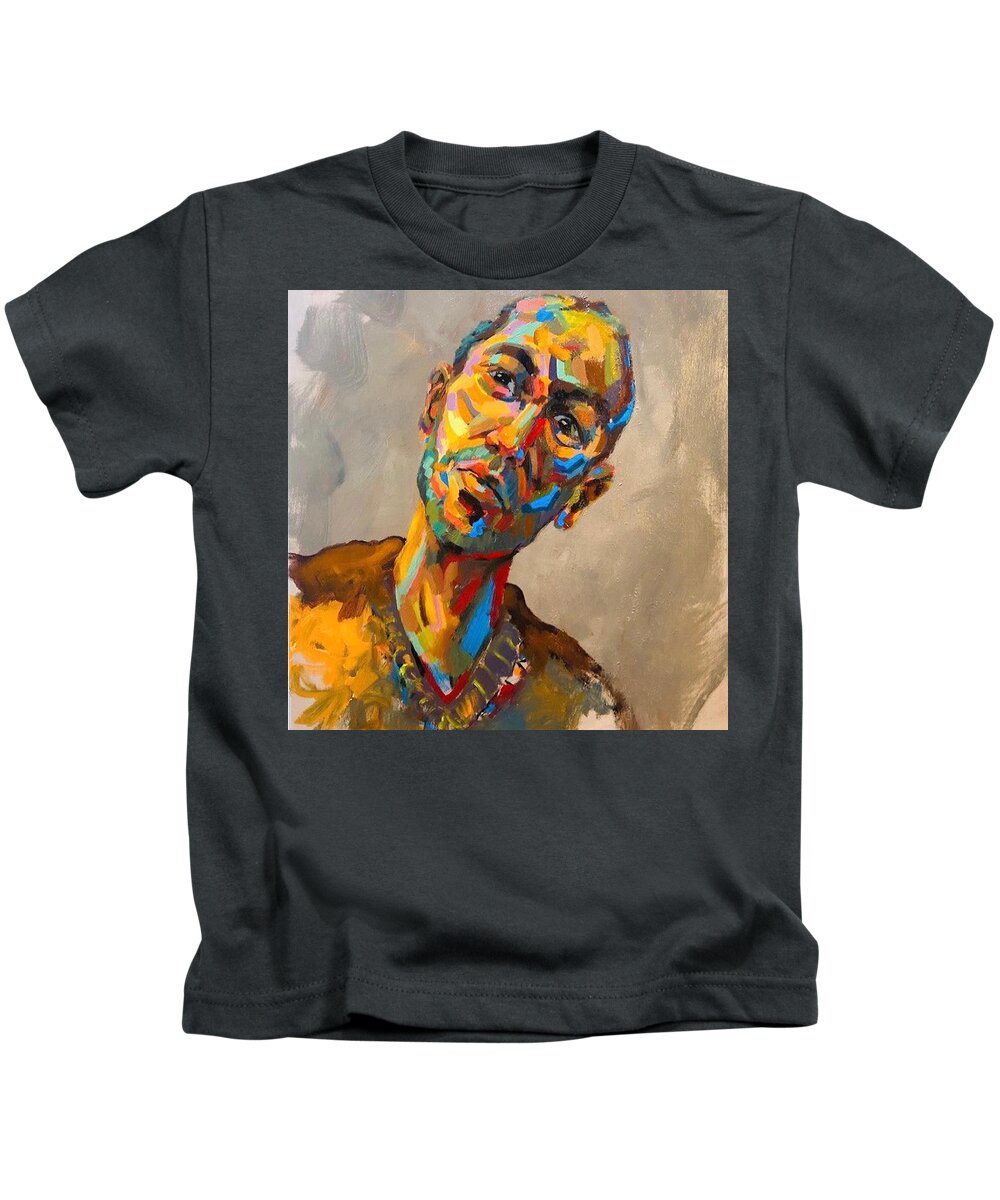 Abstract Kids T-Shirt featuring the painting Ma10 by Massoud Ahmed