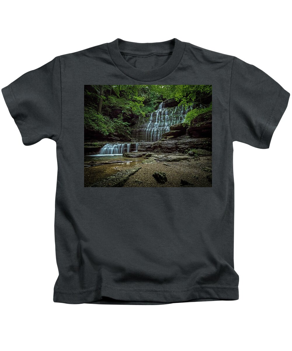 Bobo Creek Kids T-Shirt featuring the photograph Machine Falls - Color by Mike Schaffner