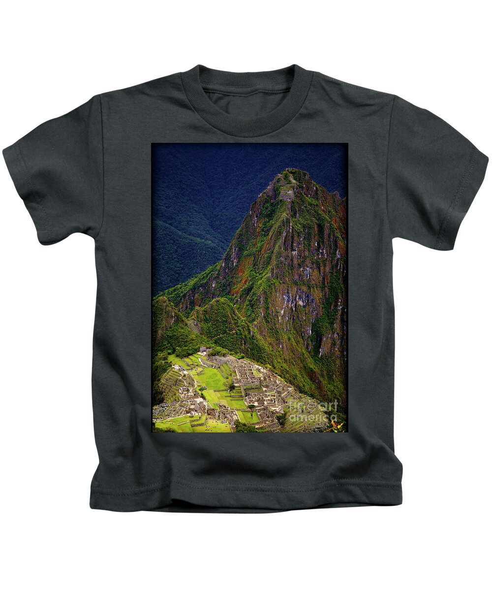 Machu Picchu Kids T-Shirt featuring the photograph Machu Picchu and Huayna Picchu by David Little-Smith