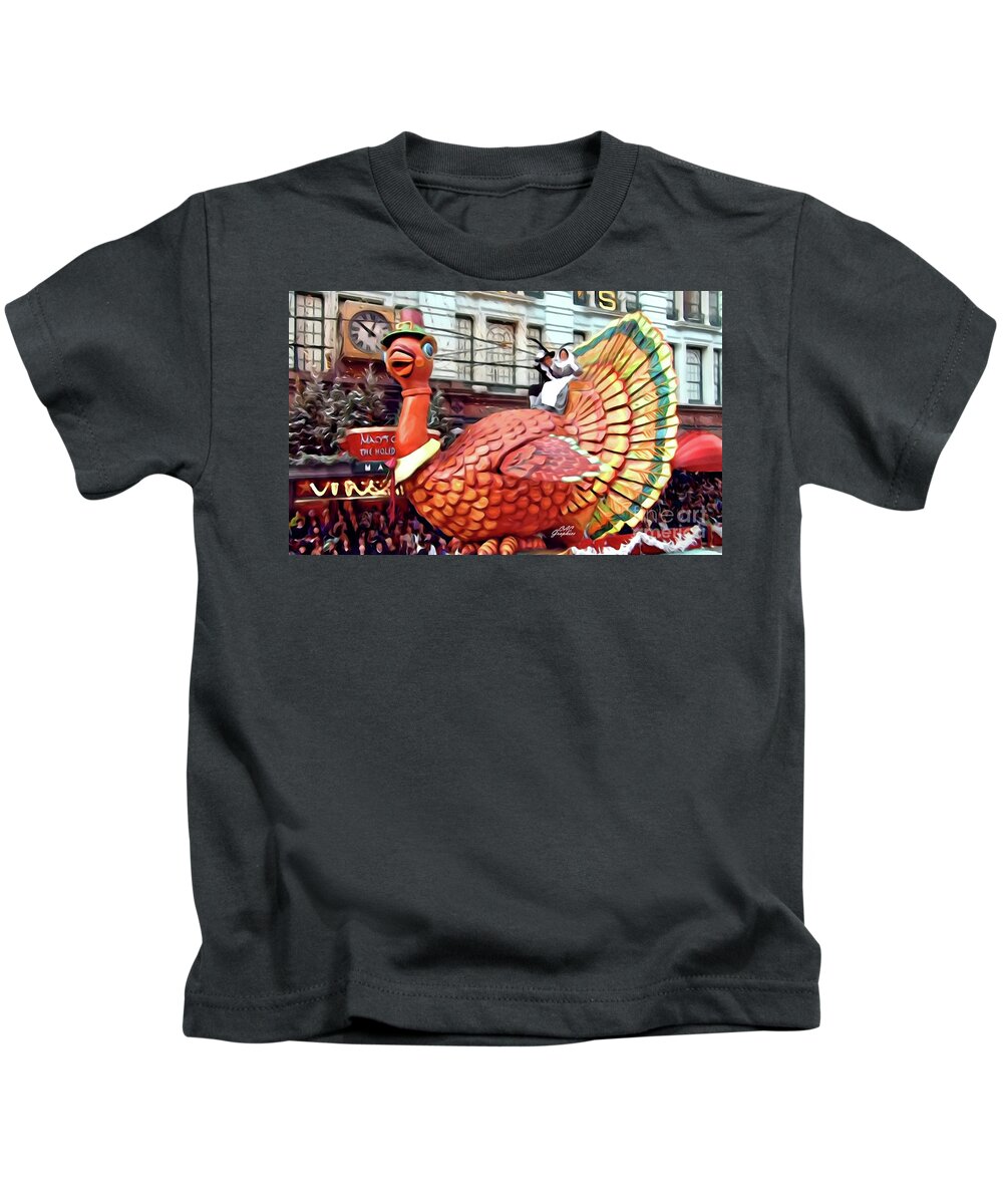 Macy's Kids T-Shirt featuring the painting Macys Thanksgiving Tom Turkey by CAC Graphics