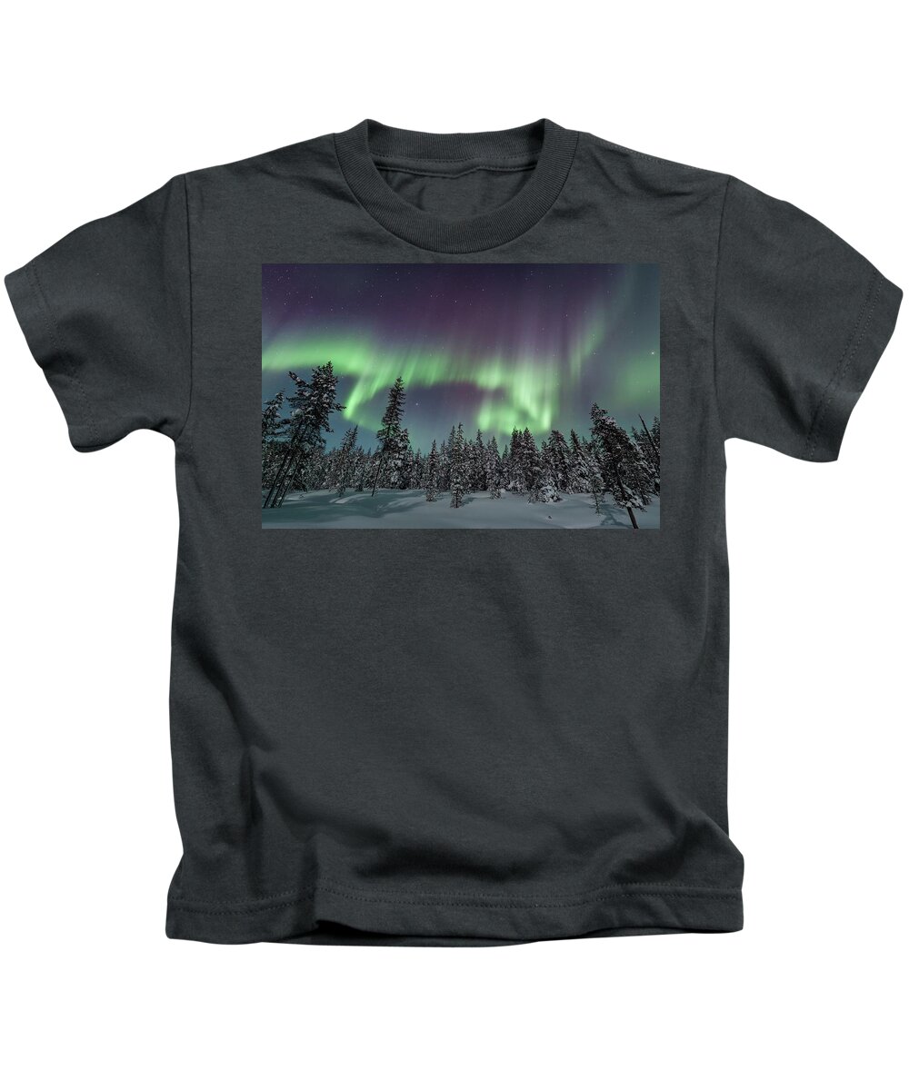 Finland Kids T-Shirt featuring the photograph Magic winter night by Thomas Kast