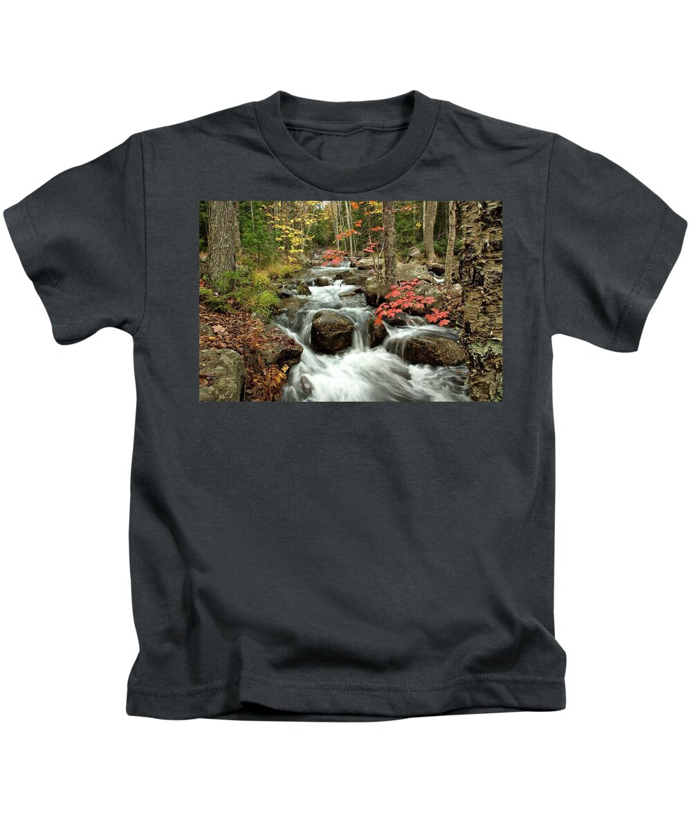 Maine Kids T-Shirt featuring the photograph Maine waterfall by Dmdcreative Photography