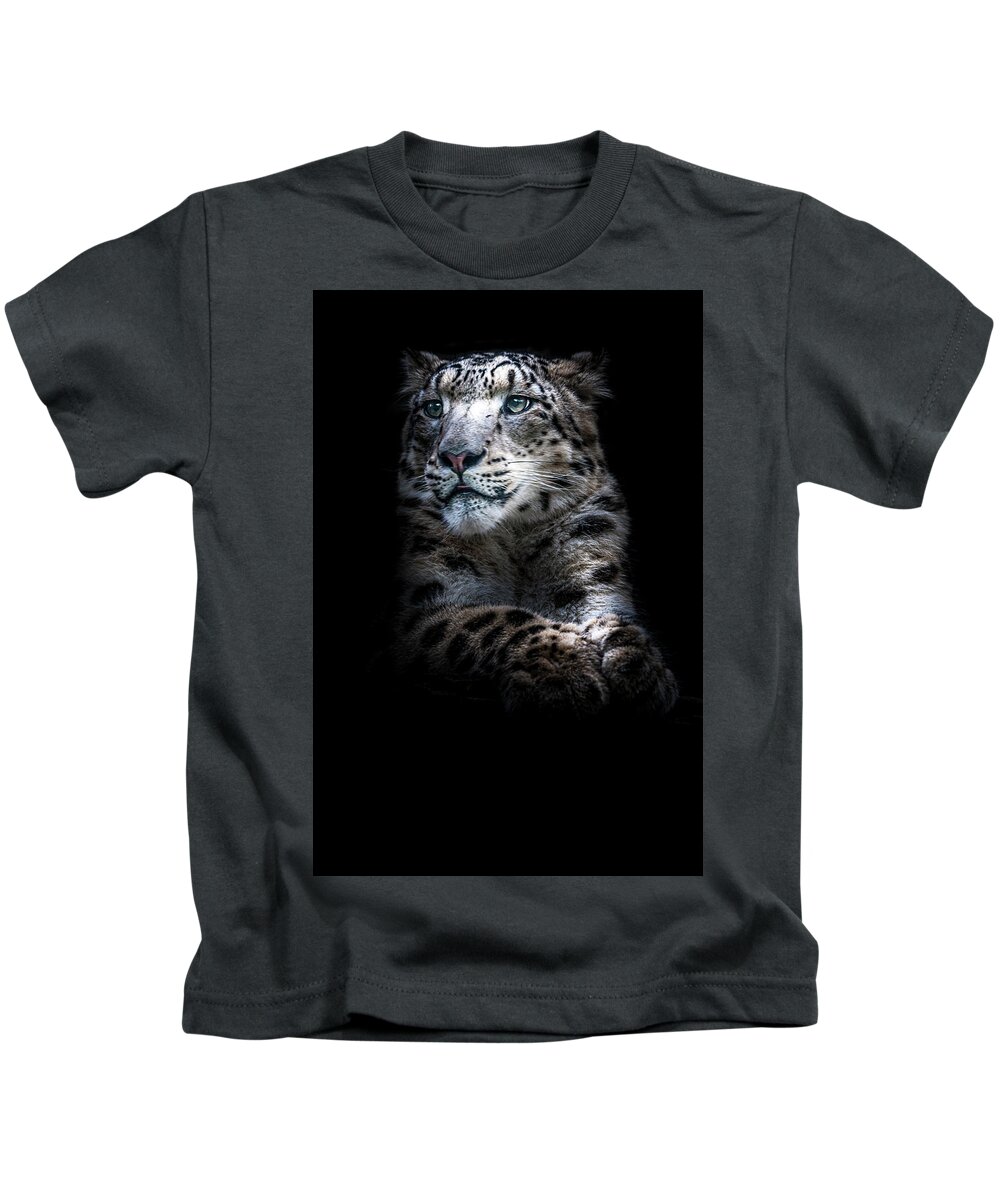 Snow Leopard Kids T-Shirt featuring the photograph Majestic Snow Leopard by Chris Boulton