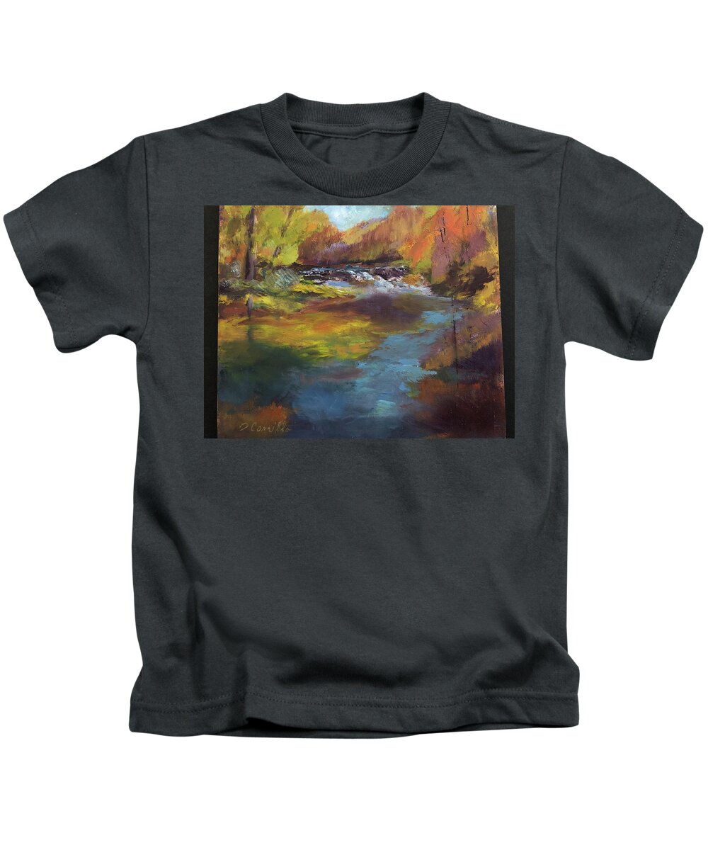 Landscape Kids T-Shirt featuring the painting Maramec Springs by Donna Carrillo