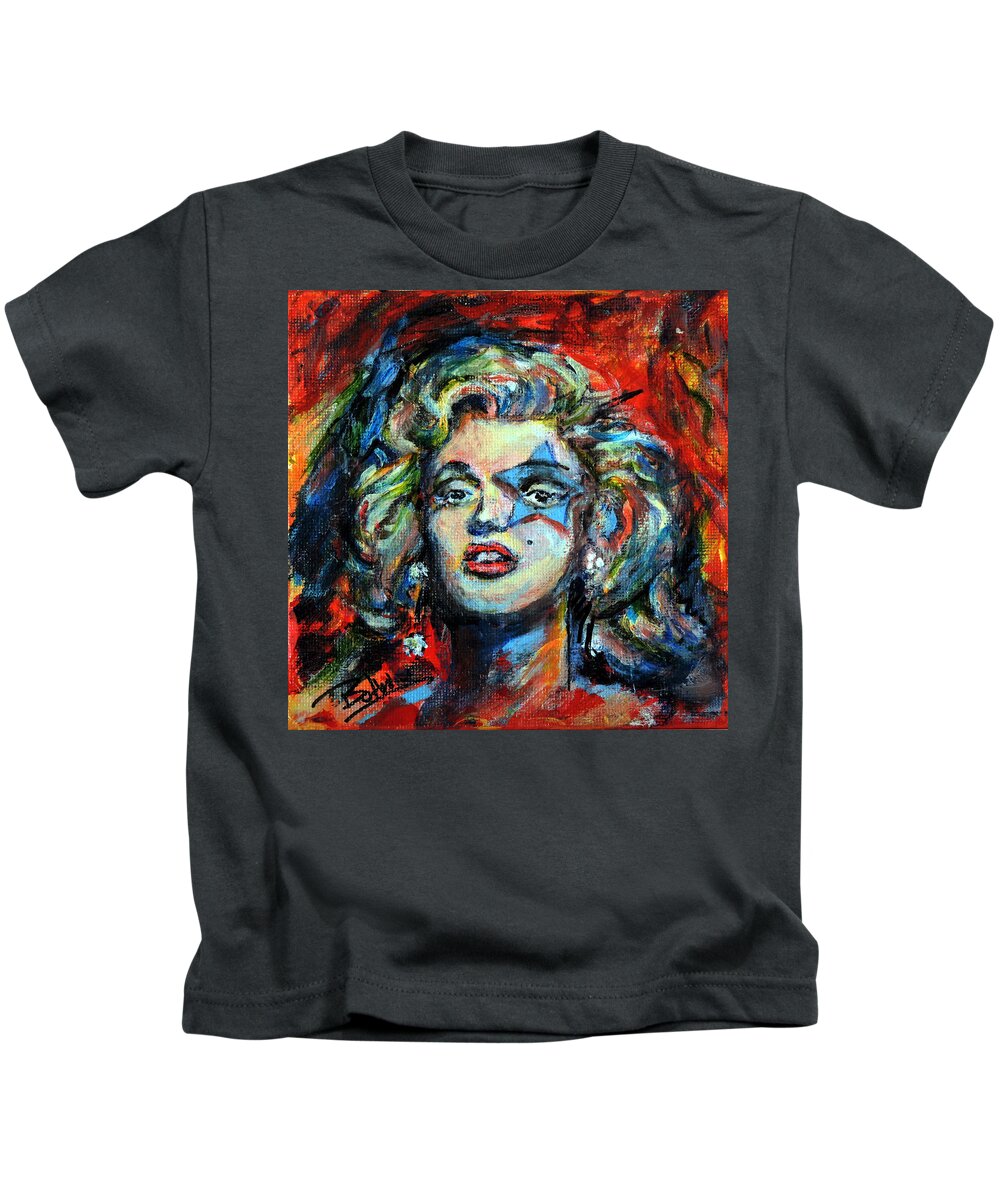 Actress Marilyn Monroe Kids T-Shirt featuring the painting Marilyn Monroe, A Star by John Bohn