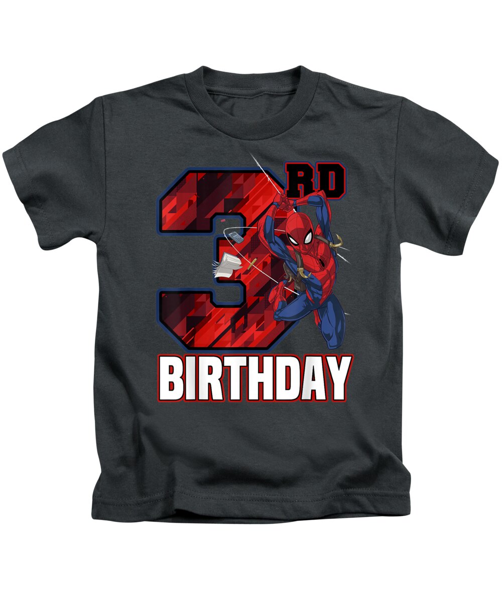Marvel Spider-Man Web Swing 3rd Birthday T-Shirt Kids T-Shirt by Tran Alice  - Pixels