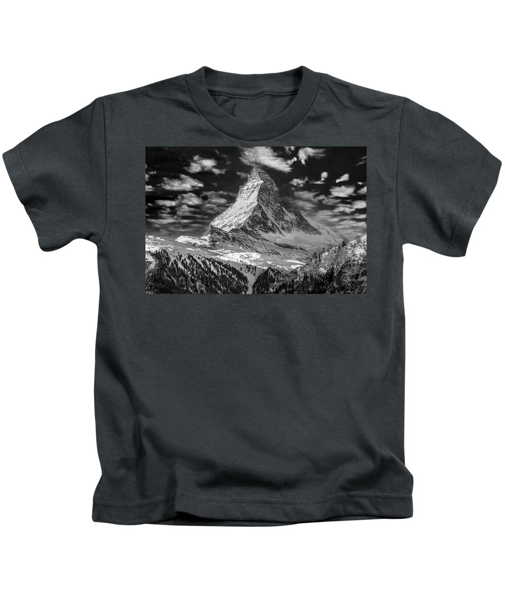 2015 Kids T-Shirt featuring the photograph Matterhorn in the Clouds by Don Hoekwater Photography