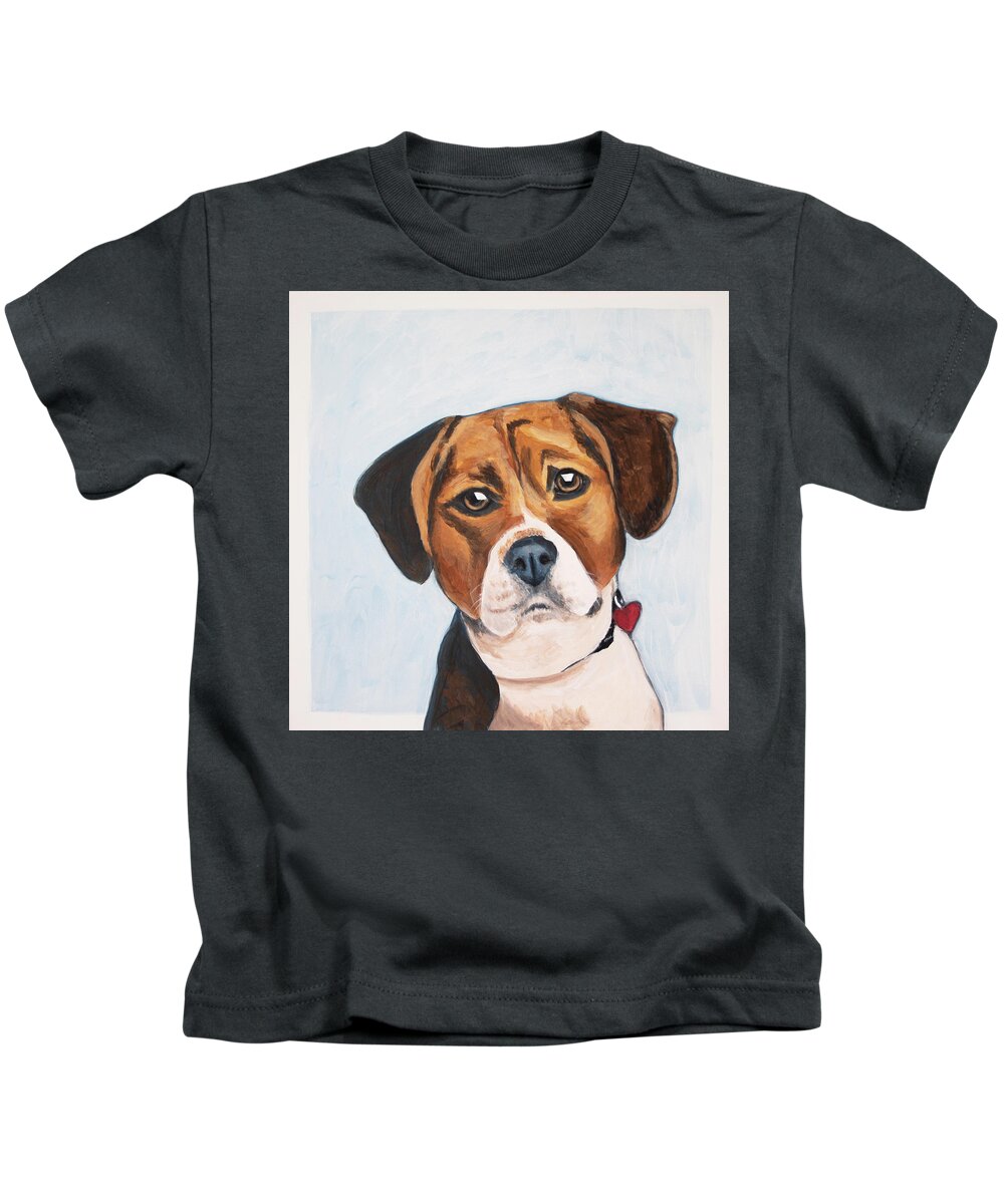 Beagle Kids T-Shirt featuring the painting Max by Pamela Schwartz