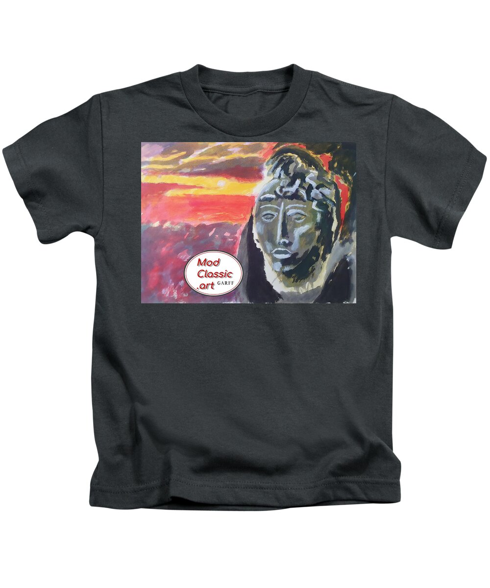 Maya Kids T-Shirt featuring the painting Maya Sunset ModClassic Art by Enrico Garff