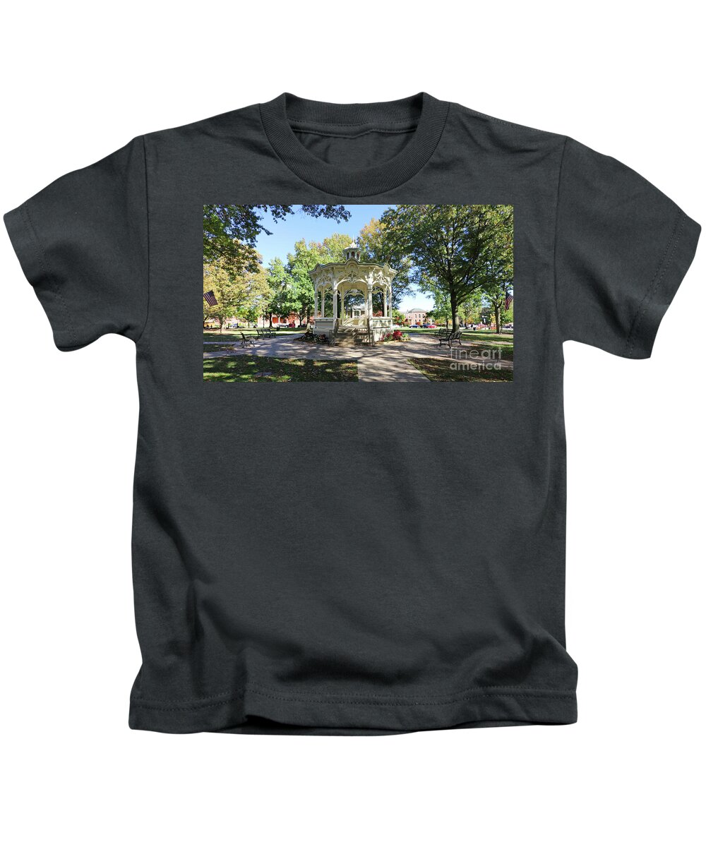 Gazebo Kids T-Shirt featuring the photograph Medina Uptown Park Gazebo 4668 by Jack Schultz